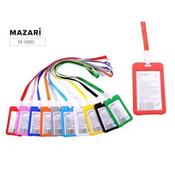 Бейдж (нагрудная этикетка)  вертикальный "LEVEL" 110х65 мм пластиковый, на шнурке, микс 10 цветов M-5895 Mazari