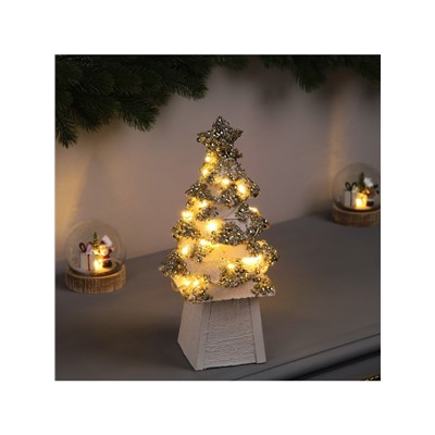 Фигура деревянная «Ёлочка белая», 27×14×14 см, 35 LED, батарейки AAx2 (не в комплекте), свечение теплое белое