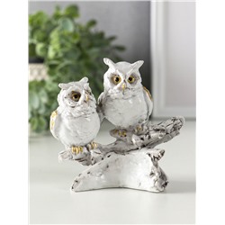 УЦЕНКА Сувенир полистоун "Белые филины на коряге" 5х9х8,5 см