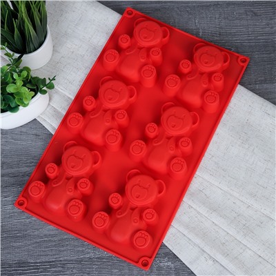 Форма для выпечки 6 ячеек силиконовая Зверята Мишки / HL-275 /уп 200/ 0,11/ 29*17*2