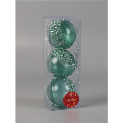 Ёлочные игрушки «Эйдонс», шары новогодние, набор d=8 см, 3 шт., зелёный