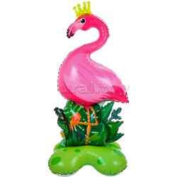 Шар 3D (47''/119 см) Фигура на подставке, Фламинго, Розовый, 1 шт. в уп.