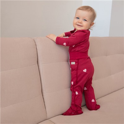 Ползунки детские MINAKU: Сердца, рост 74-80 см, красные