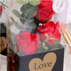 Мыльные розы в коробке, красные, набор 3 шт.