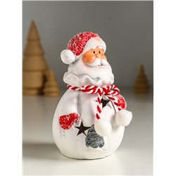 Фигурка светящаяся «Дед Мороз в шубке с помпонами», керамика, 7.5×6.5×12.5 см