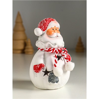 Фигурка светящаяся «Дед Мороз в шубке с помпонами», керамика, 7.5×6.5×12.5 см