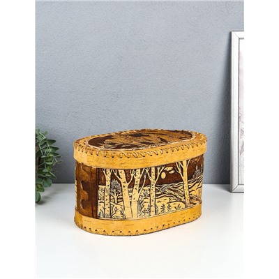 Хлебница-батонница с крышкой «Сказка», 26×17×15 см, береста