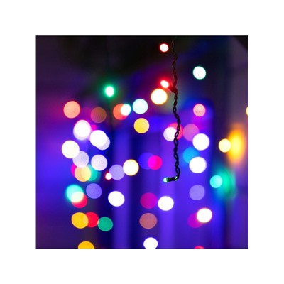 Гирлянда «Бахрома» 6×0.7 м, IP44, УМС, тёмная нить, 120 LED, свечение мульти, 220 В