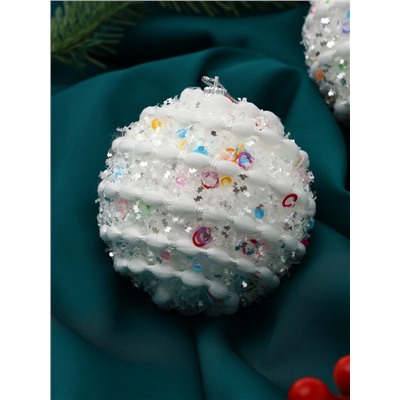 Ёлочные игрушки «Акли», шары новогодние, d=8 см, 3 шт., белый