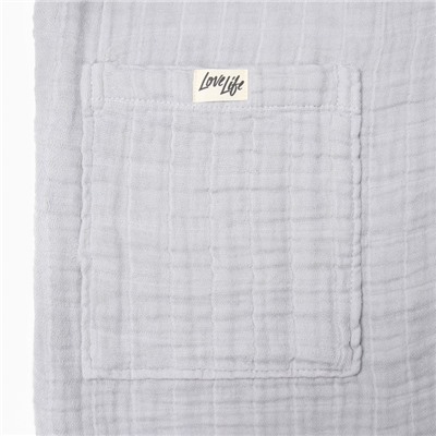 Халат женский муслиновый LoveLife, размер 42-44, серый, хлопок, 4-сл, 235 г/м²