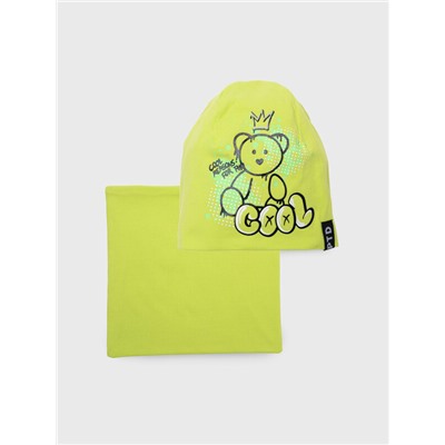 Комплект трикотажный для девочек: шапка, снуд