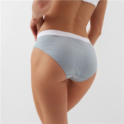 Трусы женские слипы MINAKU рубчик, набор 3 шт., размер 40-42, белые, серые, чёрные