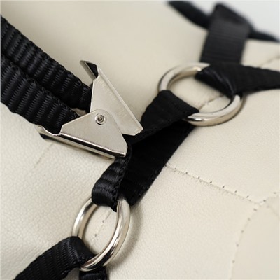 Комплект с мягкой шлейкой и бантиком, размер S, поводок 120×1.5 см, ОГ 23-42 см, серый