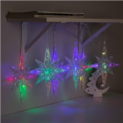 УЦЕНКА Гирлянда «Нить», 2 м, с насадками «Полярная звезда», IP20, 30 LED, 220 В, мигание, прозрачная нить, свечение мульти