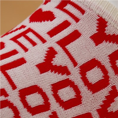 Свитер для животных ILOVEYOU, размер L, ДС 29, ОШ 29, ОГ 29-49 см, белый, красный