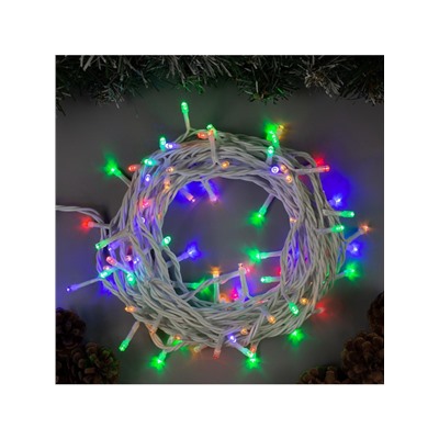 Гирлянда «Нить» 10 м, IP44, белая нить, 100 LED, свечение мульти, 8 режимов, 220 В