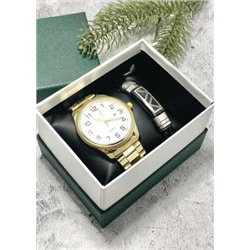 Подарочный набор для мужчины часы и браслет + коробка #22853526