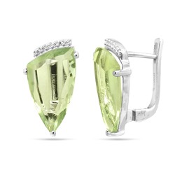 Серьги из серебра зеленый аметист, Леомакс