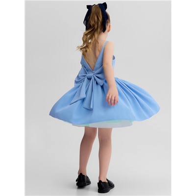 Платье нарядное для девочки MINAKU: Party Dress с бантом, голубой, рост 104-110 см