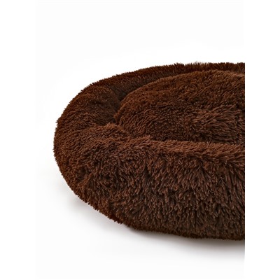 Лежанка для собак и кошек, длинный мех, 80×80×25 см, коричневая