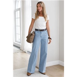 Прямые джинсы трубы со стрелками из эластичного денима VILATTE, 1230656