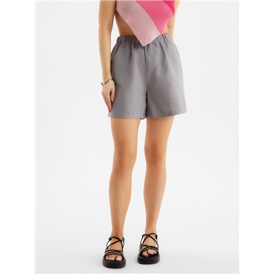 Шорты женские на резинке льняные MINAKU: Safari, серые, размер 42