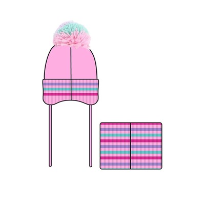 Комплект трикотажный для девочек: шапка, снуд