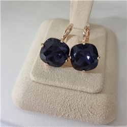Серьги с кристаллом под Swarovski ювелирная бижутерия коллекция "Дубай" покрытие позолота, вставка: стекло, цвет: фиолетовый, арт.414.690