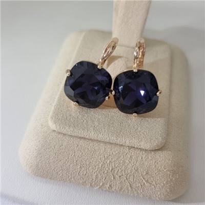 Серьги с кристаллом под Swarovski ювелирная бижутерия коллекция "Дубай" покрытие позолота, вставка: стекло, цвет: фиолетовый, арт.414.690