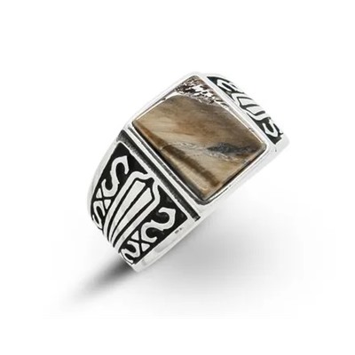 Мужское кольцо из серебра тигровый глаз, ТМК-19