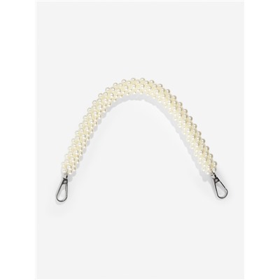 Ручка для сумки, жемчужины, 30 см, 2 карабина, цвет белый, серебряный