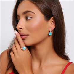 Комплект ювелирной бижутерии коллекция "Дубай" серьги и кольцо 20 р, покрытие позолота, вставка: фианиты, цвет: тиффани матовый и прозрачный, арт.314.879-20