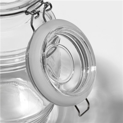 Банка для сыпучих Доляна «Уют», 2.1 л, 12×19 см, с бугельным замком, стекло, прозрачная