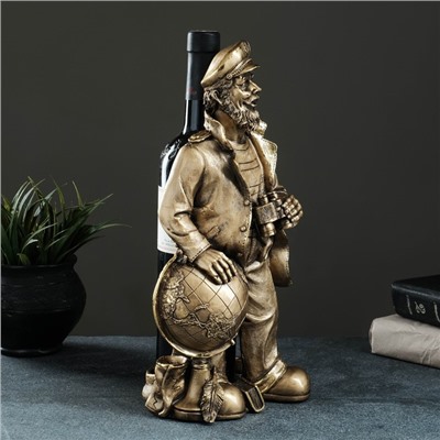 Подставка для бутылки «Капитан с глобусом», 35×22×18 см, под бронзу с позолотой