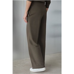 Прямые трикотажные брюки на резинке из футера двухнитки эластичные VILATTE, 1228116