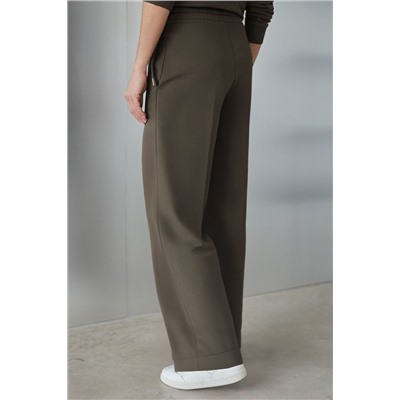 Прямые трикотажные брюки на резинке из футера двухнитки эластичные VILATTE, 1228116