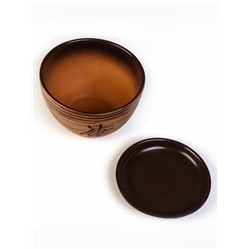 Горшок для цветов «Восток», 1.65 л, d=17 см, h=13 см, керамика, с поддоном, коричневый