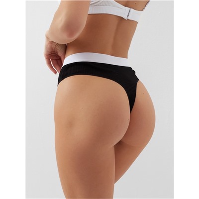 Трусы женские бразильяно MINAKU рубчик, набор 3 шт., размер 48-50, белые, бежевые, чёрные