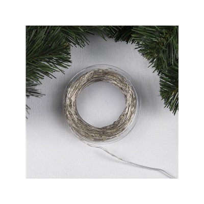 Гирлянда «Нить» 50 м роса, IP44, серебристая нить, 500 LED, свечение белое, 8 режимов, 31 В