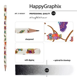 Карандаш чернографитный BrunoVisconti HappyGraphix JUMBO "Яркие совы", НВ, трёхгранный