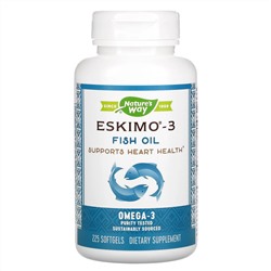 Enzymatic Therapy, Eskimo-3, натуральный стабильный рыбий жир, 225 капсул