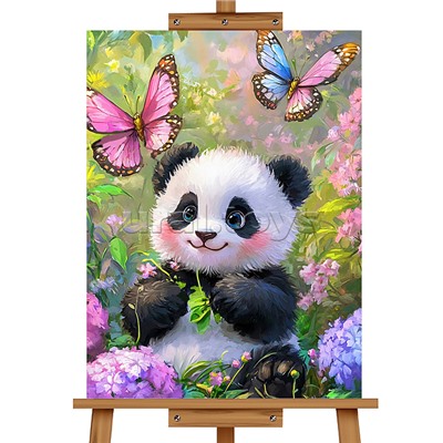 Мозаика алмазная "Панда и бабочки" 20*30см.
