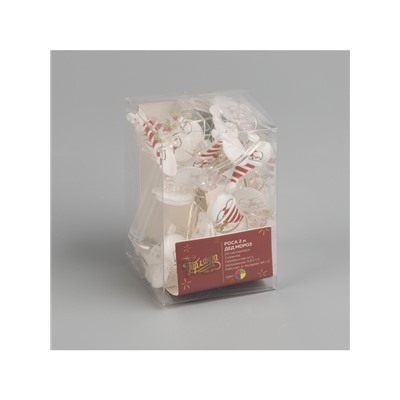 Гирлянда «Нить» 2 м роса с насадками «Дед Мороз», IP20, серебристая нить, 20 LED, 2 режима, батарейки ААх2 (нет в комплекте), свечение мульти