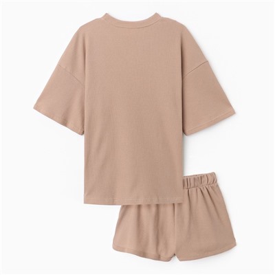 Пижама женская (футболка, шорты) KAFTAN Basic line, размер 42, цвет кофейный