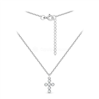 Колье из серебра с фианитами родированное - Удлинитель 5 см 925 пробы 441-10-407р