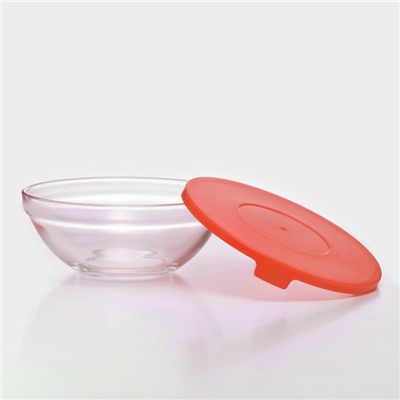 Салатники Доляна «Классика» с крышками, набор 5 шт.: 900/ 500/350/200/130 мл, стекло, красные