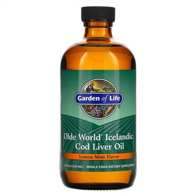 Garden of Life, Olde World, жир печени исландской трески, лимон и мята, 236 мл (8 жидк. унций)