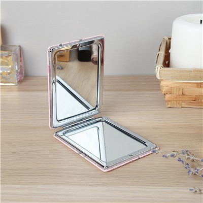 Зеркало карманное 6х8 см / 1613-3 /уп 12/288/кожзам,стразы