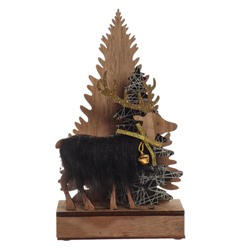 Декор с подсветкой «Ёлочки и олень с колокольчиком», 13.5×5×22 см, зелёный