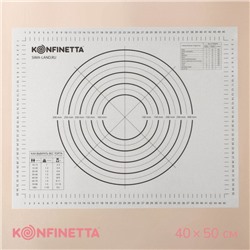 Коврик для выпечки и раскатки теста с разметкой KONFINETTA, армированный, силикон, 40×50 см, 0.44 мм, чёрный